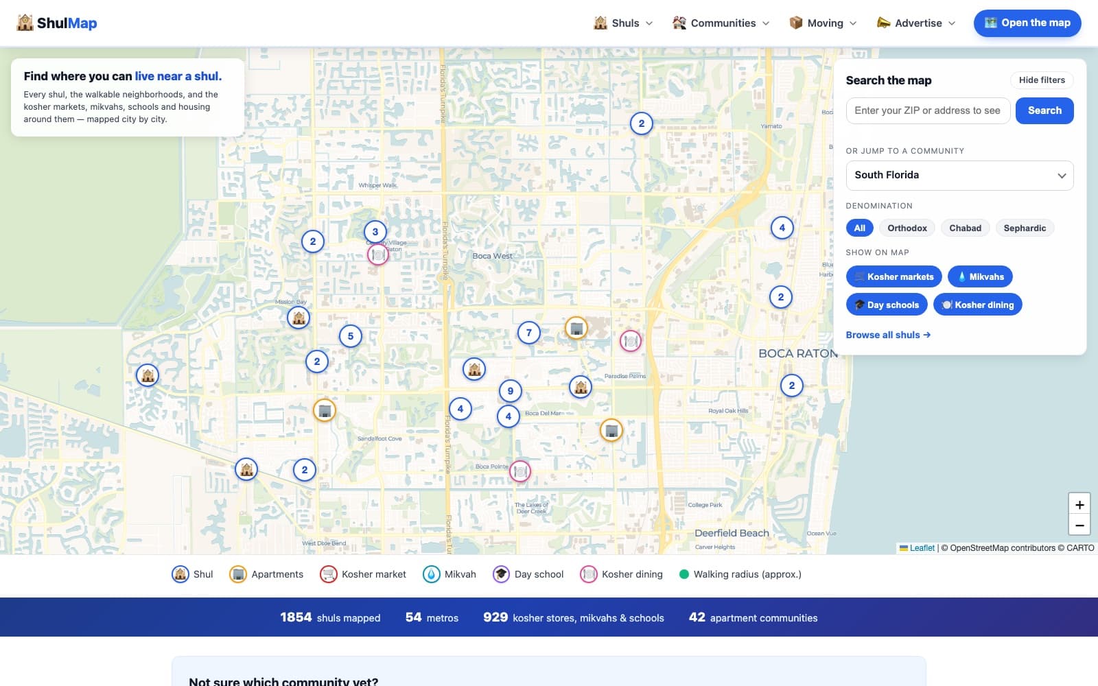 ShulMap.com screenshot